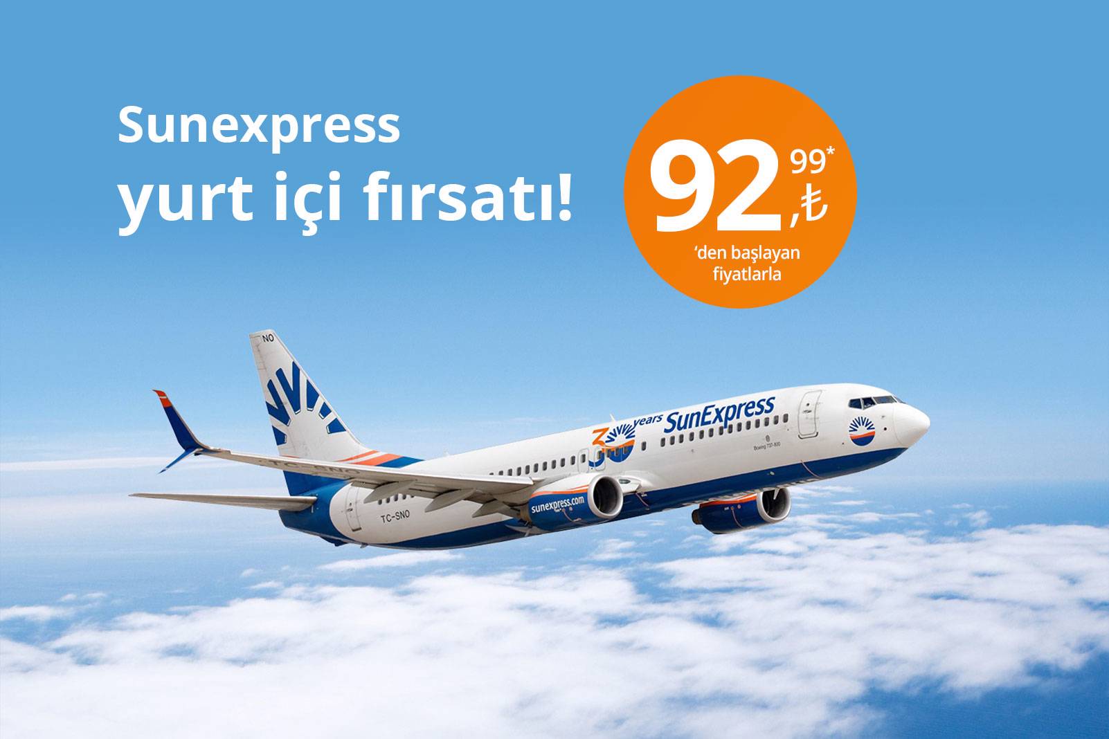 SunExpress Yurt İçi Uçuşlarda İndirim Fırsatı